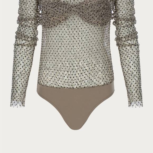 NEW ZEYNEP ARCAY polka dot lace bodysuit in black/white - Picture 2 of 4